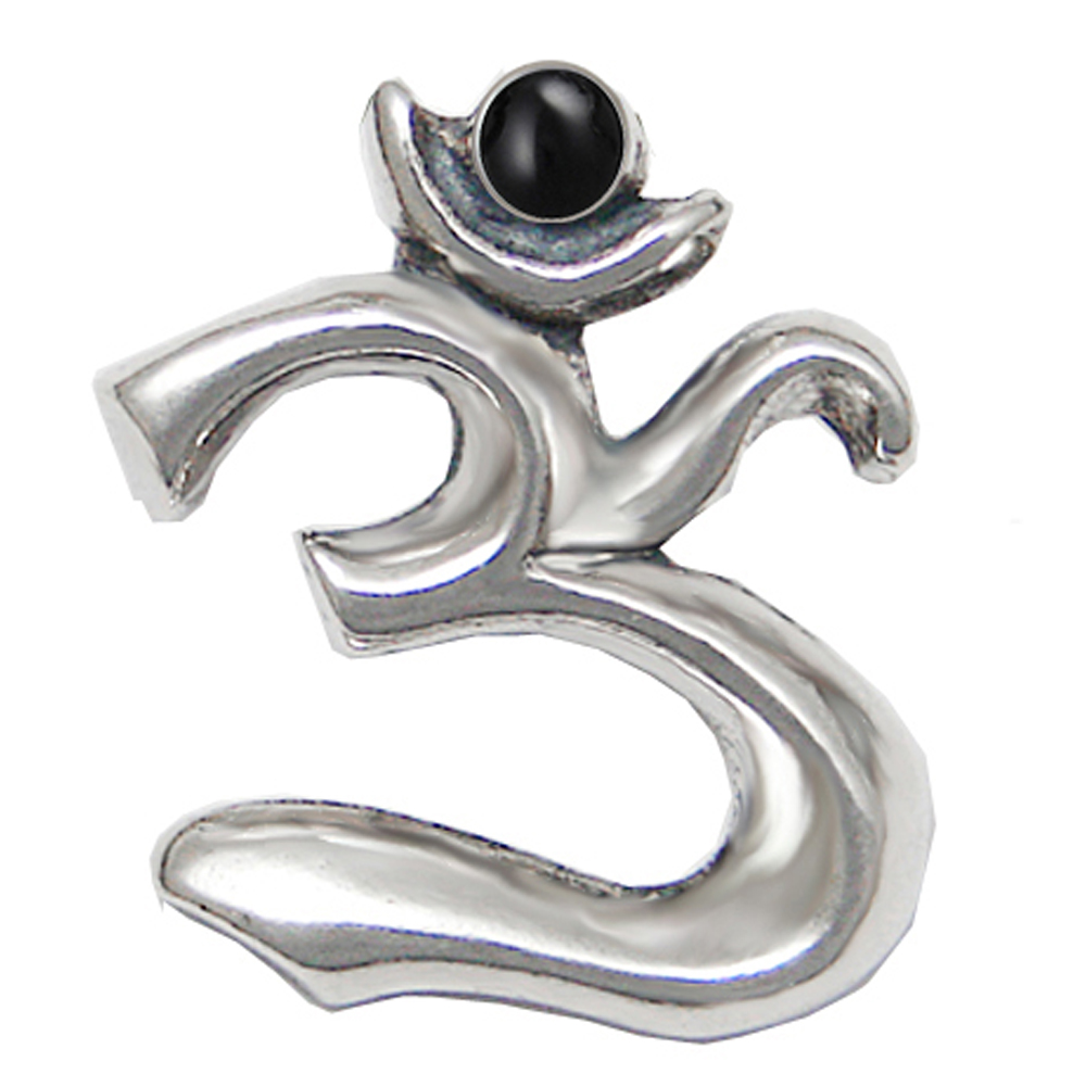 Sterling Silver Elegant Ohm Symbol Pendant With Black Onyx